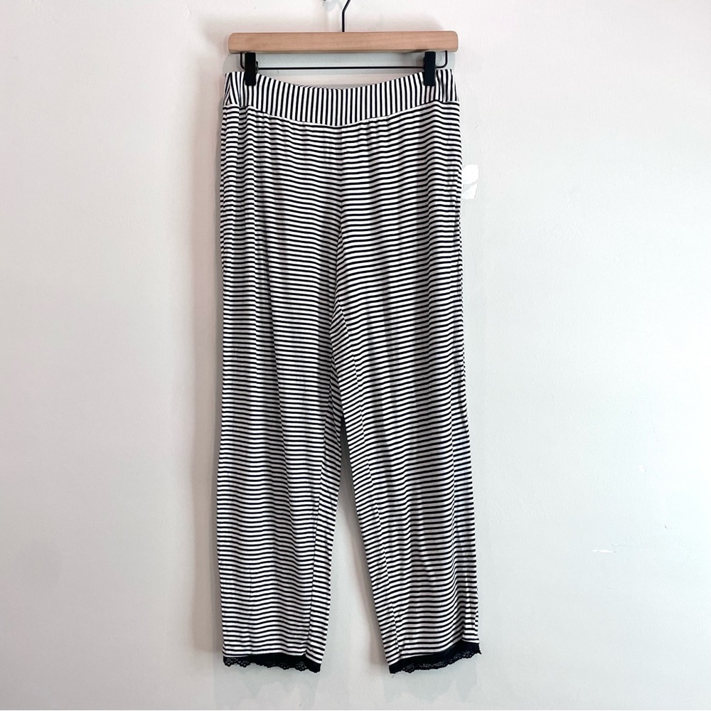 Soma Striped Lace Ankle Jersey Knit Sleep Pants